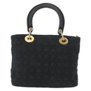 Christian Dior Canage Hand Bag Nylon Black Gold Auth 152146-3