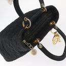 Christian Dior Canage Hand Bag Nylon Black Gold Auth 152146-6
