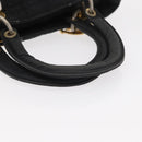 Christian Dior Canage Hand Bag Nylon Black Gold Auth 152146-7
