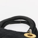Christian Dior Canage Hand Bag Nylon Black Gold Auth 152146-8