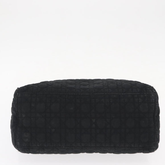Christian Dior Canage Hand Bag Nylon Black Gold Auth 152146