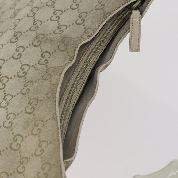GUCCI Bamboo GG Canvas Hand Bag Suede Beige Silver 001 1705 3006 Auth 152147