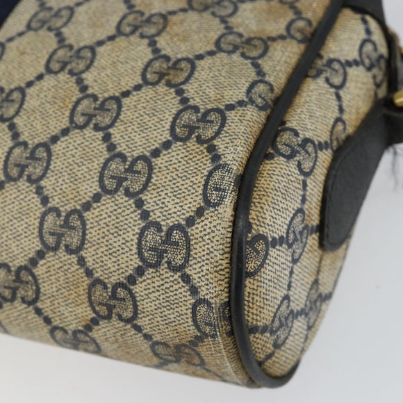 GUCCI GG Supreme Sherry Line Shoulder Bag PVC Navy Gold 68 02 004 Auth 152148