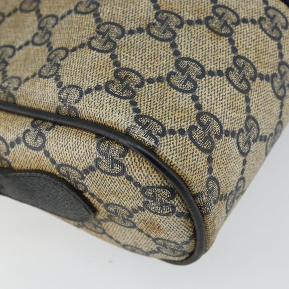 GUCCI GG Supreme Sherry Line Shoulder Bag PVC Navy Gold 68 02 004 Auth 152148