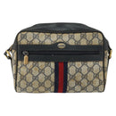 GUCCI GG Supreme Sherry Line Shoulder Bag PVC Navy Gold 68 02 004 Auth 152148-13