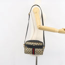 GUCCI GG Supreme Sherry Line Shoulder Bag PVC Navy Gold 68 02 004 Auth 152148-23