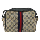 GUCCI GG Supreme Sherry Line Shoulder Bag PVC Navy Gold 68 02 004 Auth 152148-2