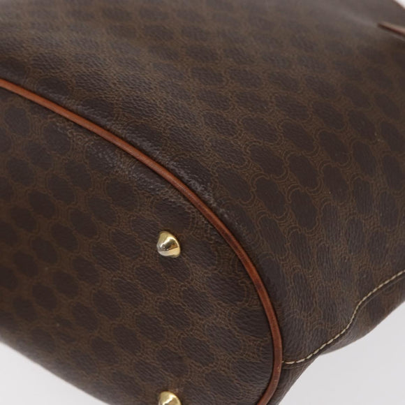 CELINE Macadam Canvas Tote Bag PVC Brown Gold Auth 152149