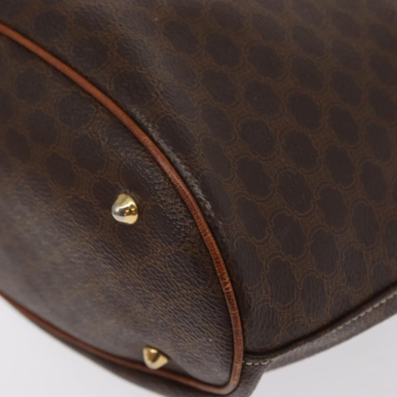 CELINE Macadam Canvas Tote Bag PVC Brown Gold Auth 152149
