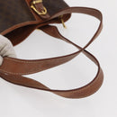 CELINE Macadam Canvas Tote Bag PVC Brown Gold Auth 152149-7