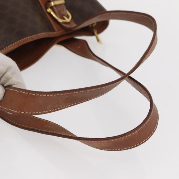 CELINE Macadam Canvas Tote Bag PVC Brown Gold Auth 152149