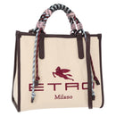 ETRO Tote Bag Canvas 2way White Gold Auth 152152-1