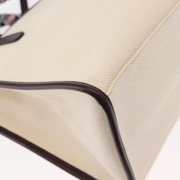 ETRO Tote Bag Canvas 2way White Gold Auth 152152