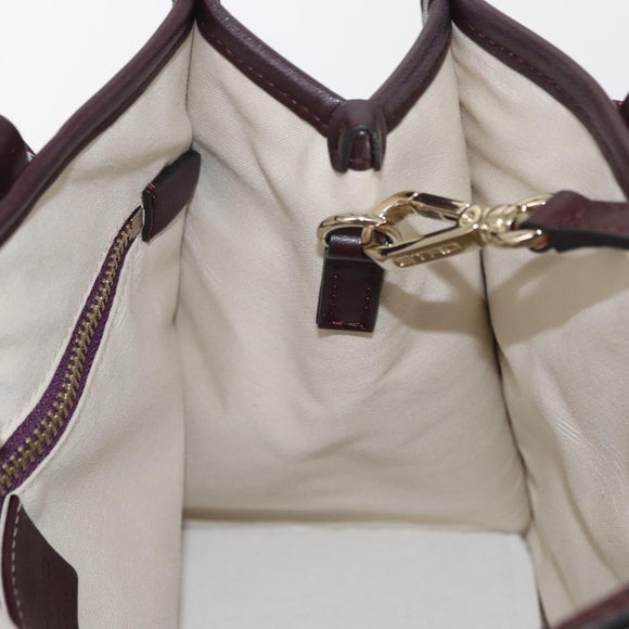 ETRO Tote Bag Canvas 2way White Gold Auth 152152