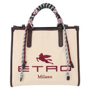 ETRO Tote Bag Canvas 2way White Gold Auth 152152-2
