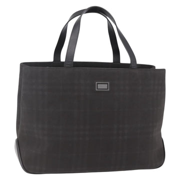 BURBERRY Nova Check Hand Bag PVC Brown Silver Auth 152155