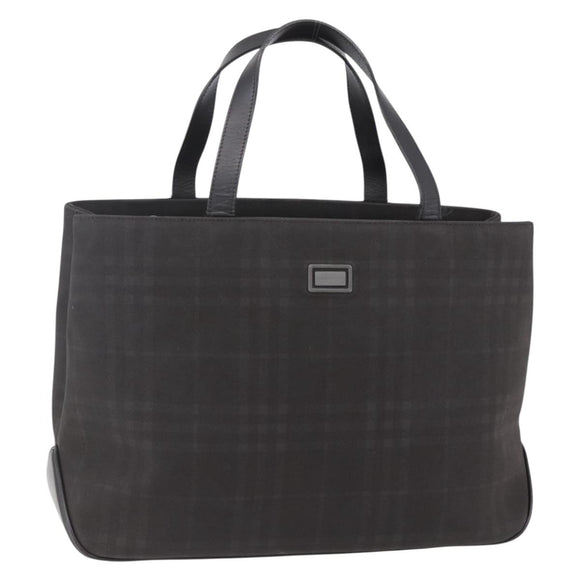 BURBERRY Nova Check Hand Bag PVC Brown Silver Auth 152155