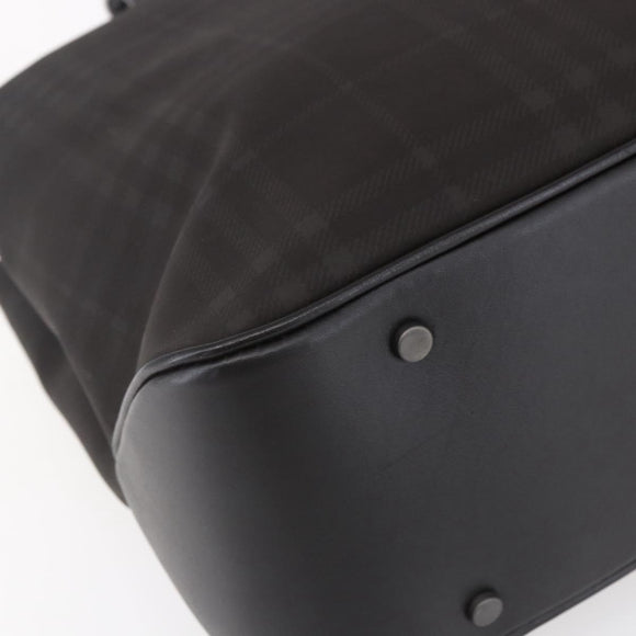 BURBERRY Nova Check Hand Bag PVC Brown Silver Auth 152155