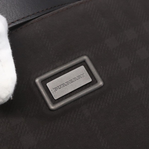 BURBERRY Nova Check Hand Bag PVC Brown Silver Auth 152155