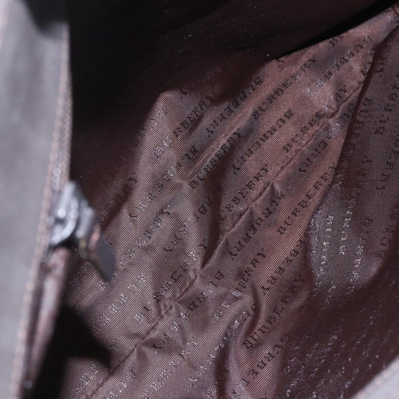 BURBERRY Nova Check Hand Bag PVC Brown Silver Auth 152155