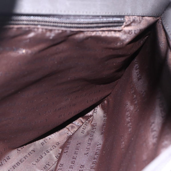 BURBERRY Nova Check Hand Bag PVC Brown Silver Auth 152155