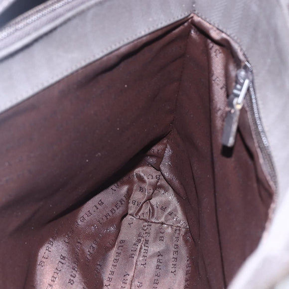 BURBERRY Nova Check Hand Bag PVC Brown Silver Auth 152155