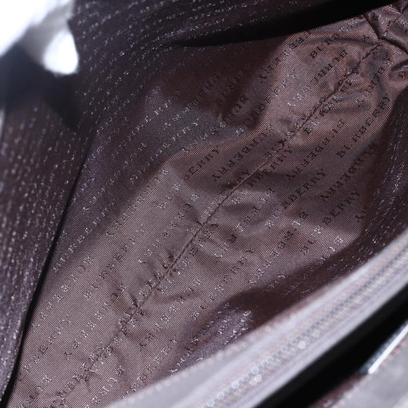 BURBERRY Nova Check Hand Bag PVC Brown Silver Auth 152155