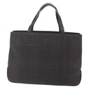BURBERRY Nova Check Hand Bag PVC Brown Silver Auth 152155-3