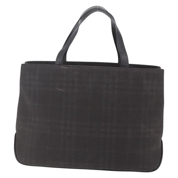 BURBERRY Nova Check Hand Bag PVC Brown Silver Auth 152155