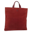 LOEWE Anagram Tote Bag Suede Gold Red Auth 152156-1