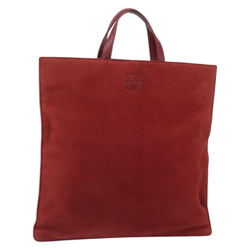 LOEWE Anagram Tote Bag Suede Gold Red Auth 152156