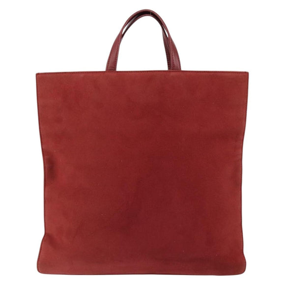LOEWE Anagram Tote Bag Suede Gold Red Auth 152156