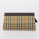 BURBERRY Nova Check Clutch Bag Canvas 2 Set Beige Auth 152161-10