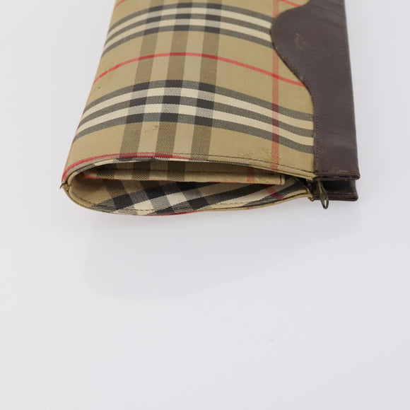 BURBERRY Nova Check Clutch Bag Canvas 2 Set Beige Auth 152161