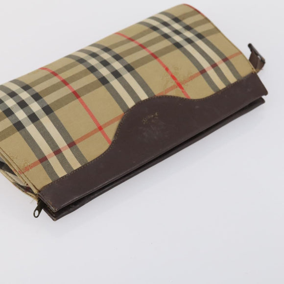 BURBERRY Nova Check Clutch Bag Canvas 2 Set Beige Auth 152161