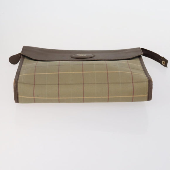 BURBERRY Nova Check Clutch Bag Canvas 2 Set Beige Auth 152161
