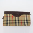 BURBERRY Nova Check Clutch Bag Canvas 2 Set Beige Auth 152161-9