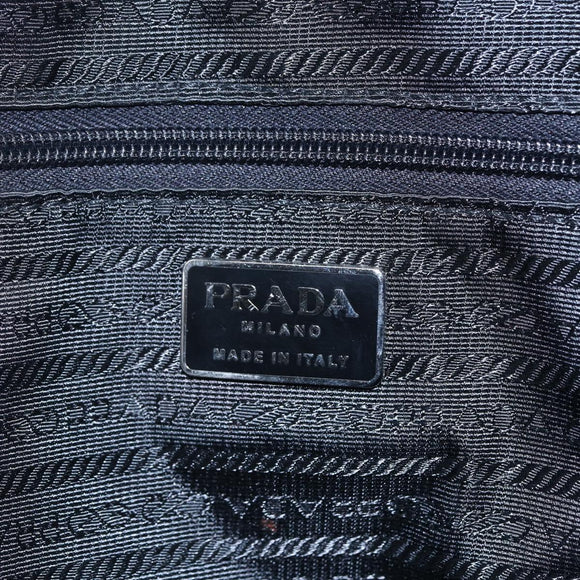 PRADA Shoulder Bag Nylon Leather Black Silver Auth 152167
