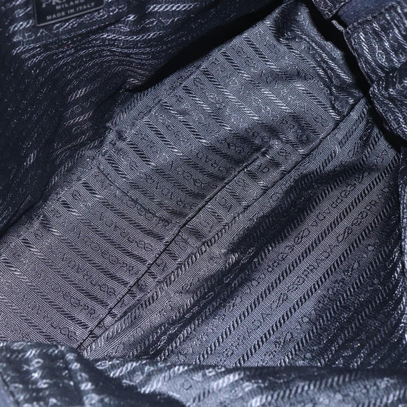 PRADA Shoulder Bag Nylon Leather Black Silver Auth 152167