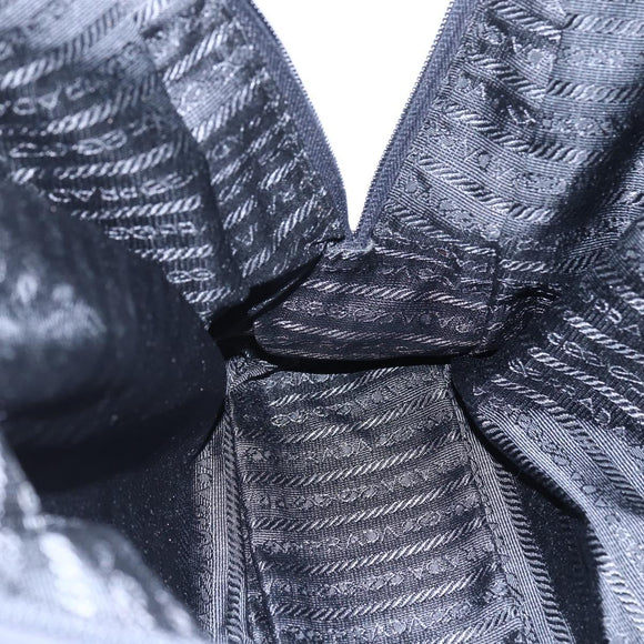 PRADA Shoulder Bag Nylon Leather Black Silver Auth 152167