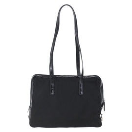 PRADA Shoulder Bag Nylon Leather Black Silver Auth 152167 - 0