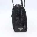PRADA Shoulder Bag Nylon Leather Black Silver Auth 152167-4