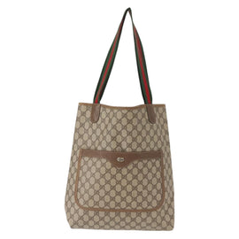 GUCCI GG Supreme Web Sherry Line Tote Bag PVC Beige 39 02 003 Auth 152169 - 0