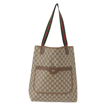 GUCCI GG Supreme Web Sherry Line Tote Bag PVC Beige 39 02 003 Auth 152169 - 0