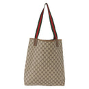 GUCCI GG Supreme Web Sherry Line Tote Bag PVC Beige 39 02 003 Auth 152169-3