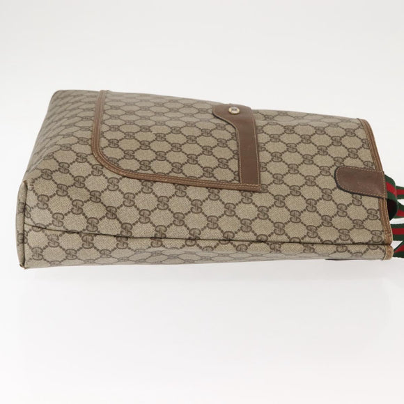 GUCCI GG Supreme Web Sherry Line Tote Bag PVC Beige 39 02 003 Auth 152169