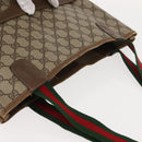 GUCCI GG Supreme Web Sherry Line Tote Bag PVC Beige 39 02 003 Auth 152169-6