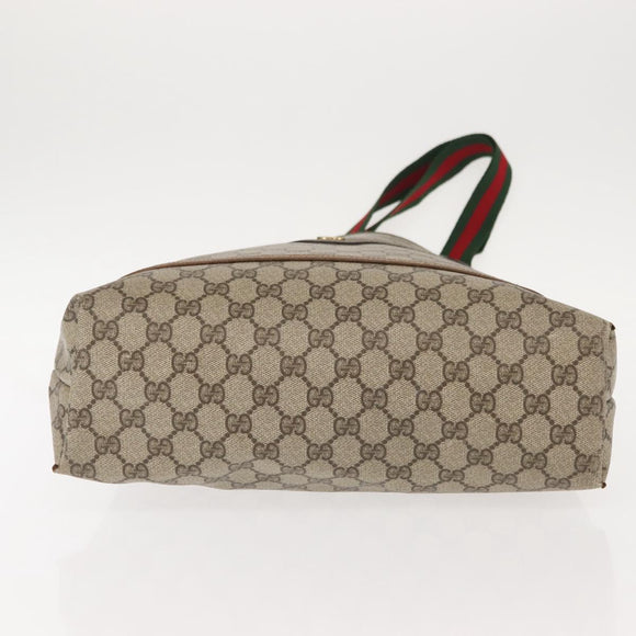 GUCCI GG Supreme Web Sherry Line Tote Bag PVC Beige 39 02 003 Auth 152169
