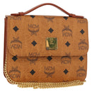 MCM Logogram Vicetos Shoulder Bag PVC Leather Brown Gold Auth 152173-1
