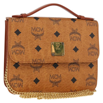 MCM Logogram Vicetos Shoulder Bag PVC Leather Brown Gold Auth 152173